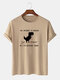 Plus Size Mens 100% Cotton Cartoon Dinosaur Slogan Printed Fashion Short Sleeve T-Shirts - Khaki
