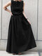 Leisure Solid Drawstring Sleeveless Casual Maxi Dress - Black