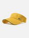 Unisex Cotton Solid Color Letters Pattern Iron Label Simple Sunscreen Empty Top Hat - Yellow