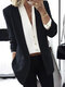 Solid Color Slim Suit Long Sleeve Jacket For Women - Black