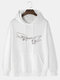 Mens Hand Graphic Print Solid 100% Cotton Casual Pullover Hoodie - White