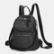 Women 2Pcs Anti theft Genuine Leather Solid Casual Backpack Crossbody Bag Shoulder Bag - Black