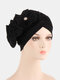 Women Cotton Multi Color Solid Casual Sunshade Floral Decor Baotou Hats Beanie Hats - Black