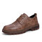 Men Retro PU Leather Non Slip Casual Shoes - Brown