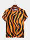 Mens Zebra Print Breathable & Thin Loose O-Neck T-Shirts - Yellow