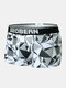 Men Geometric Pattern Letter Contrast Strench Band Comfy Boxers Briefs - Black