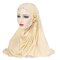 Women Muslim Ice Silk Side Three Small Flowers Tassel Beanie Hat Outdoor Casual Neck Protect Hat  - cream color
