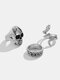 3 Pcs Vintage Crafted Alloy Punk Skull Python Rings - Silver