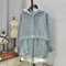 Small Fresh Fashion 19 Seasons New Simple Lattice Hooded Loose Wild Casual Shirt Sunscreen Shirt 4402 - Blue