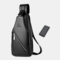 Men PU Leather USB Charging Waterproof Earphone Hole Business Crossbody Bag Chest Bag Sling Bag - Black 2