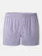 Men Fine Plaid Cotton Underpants Home Lounge Boxer Briefs With Button Crotch - Blue
