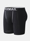 Men Padded Butt Lifting Boxer Briefs Anti Wear Legs Fitness Sports Riding Plain Underwear With Pouch - Black