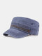 Men Cotton Retro Casual  Pattern Sun Hat Travel Hat Flat Hat - Blue