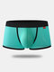 Men Sexy Plain Boxer Briefs Breathable Patchwork U Convex Pouch Underwear - Blue