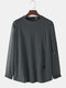 Mens Knitted Solid Zipper Pocket Tag Sporty Long Sleeve T-Shirts - Dark Gray