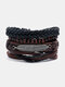 4 Pcs/Set Vintage Multi-layers Woven DIY Set Faux Leather Bracelet - #12