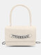 Women Vintage Faux Leather Alligator Chain Square Handbag Crossbody Bag - White