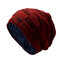 Men's Knitted Hat With Velvet Padded Wool Beanie Hat - Wine Red