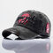 Men Adjustable Embroidery Washed Cotton Hat Outdoor Sports Climbing Baseball Cap - Black