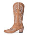 Large Size Women Casual Printed Rivet Decor Comfy Casual Retro Mid-Calf Cowboy Boots - Brown