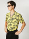 Mens Holiday Coconut Over Print Shirt - Yellow