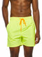 Men Solid Color Waterproof Swim Trunks Mid Length Quick Dry Loose Holiday Board Shorts with Mesh Liner - Bright Green