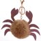Women Faux Fur Crab Shape Bag Accessories Key Holder - Khaki