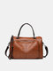 Women Faux Leather Vintage Anti-Theft Large Capacity Tote Handbag Shoulder Bag - Brown