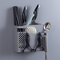 Creative Multifunction Kitchen Storage Organization Drain Chopstick Cage Wall Mounted Spoon Fork Racks Holder - Grey