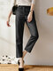 Solid Pocket Crop Tailored Pants For Women - Black