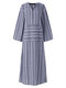 Casual Side Split Striped Maternity Dress for Women - Grey
