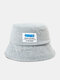 Unisex Washed Denim Letter Pattern Patch All-match Sunscreen Bucket Hat - Light Blue
