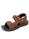 Men Genuine Cow Leather Outdoor Hiking Beach Water Sandals - Brown