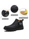 Men Hand Stitching Outdoor Slip Resistant Side Zipper Ankle Boots - Black