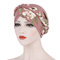 Nouveau foulard en soie imprimée soie foulard musulman chapeau bonnet de tissu de fleurs bonnet court peut être caché - Poudre de cuir