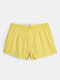 Men Solid Color Inside Cotton Pouches Breathable Skin-friendly Side Split Boxers Briefs - Yellow