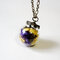 Geometric Round Glass Ball Plant Rose Dried Flower Necklace Adjustable Metal Sweater Chain - 03
