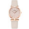 Fashion Sport Women Watches Leather Band No Number Dial Rose Gold Alloy Case Quartz Watch - Beige