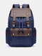 Menico Men's Washed Canvas Everyday Casual Flap Backpack Laptop Bag - Blue