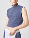 Camiseta sin mangas para hombre Texture Lettuce Trim Mock Cuello - azul