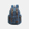 Men Vintage Waterproof Wear-resistant Outdoor Travel Backpack - Blue