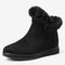 Women Warm Comfy Suede Round Toe Plush Zipper Flat Snow Ankle Boots - Black
