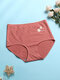 Women Daisy Print Textured Graphene Antibacterial Cotton Cozy High Waist Panties - Red