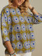 Geometric Printed  O-neck Casual Blouse For Women - Yellow
