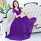 Solid Color Short-sleeve Chiffon Thin Long Dress - Violet