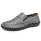 Men Breathable Mesh Fabric Round Toe Slip-on Hard Wearing Outdoor Shoes - Gray
