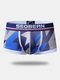 Men Funny Geometric Print Boxer Briefs Sexy Seamless Colorful Underwear - Dark Blue