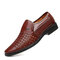 Men Microfiber Leather Hollow Out Breathable Business Casual Shoes - Brown