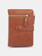 PU Leather Elegant Multiple Card Short Wallet Multi-funciton Tri-fold Wallet - Coffee