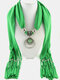 Vintage Multi-ring Resin Pendant Tassel Dacron Alloy Shawl Scarf Necklace - Green